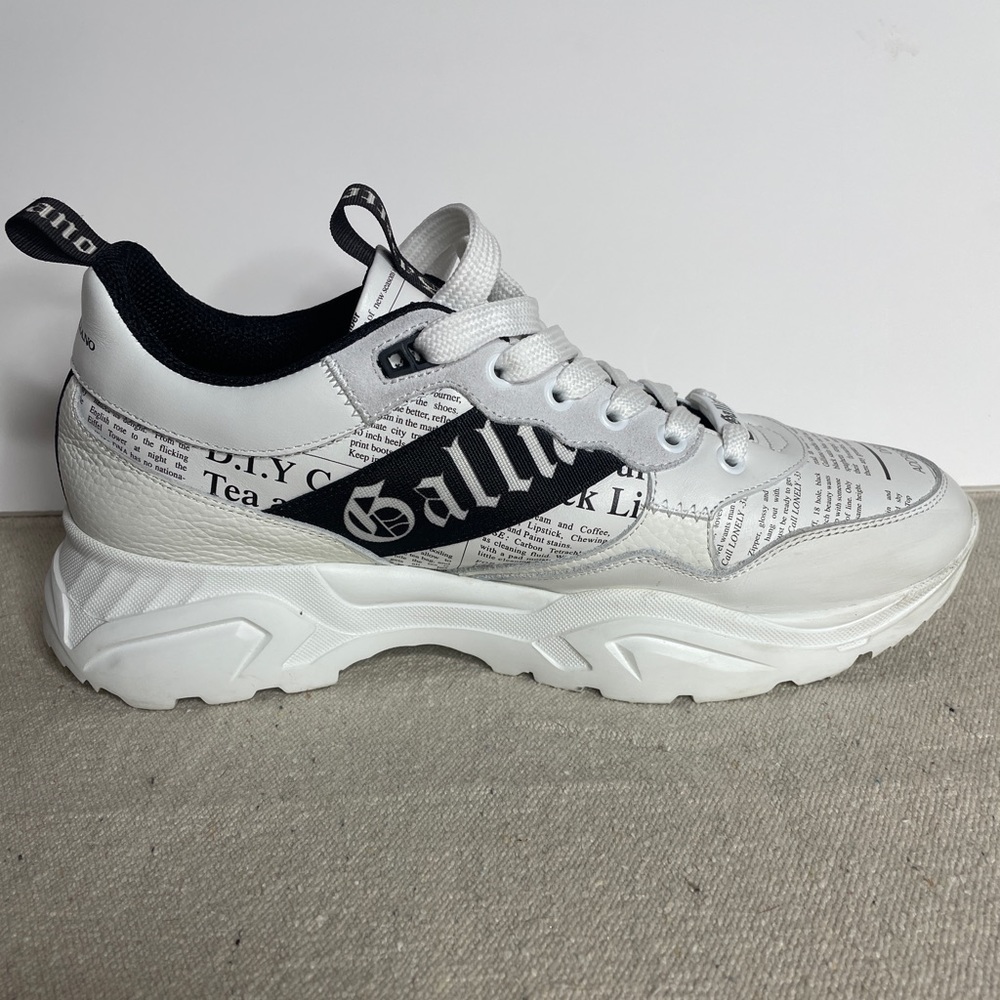 JOHN GALLIANO  LOGO LEATHER NEWSPAPER SNEAKERS FOR MEN Size 43 = 10